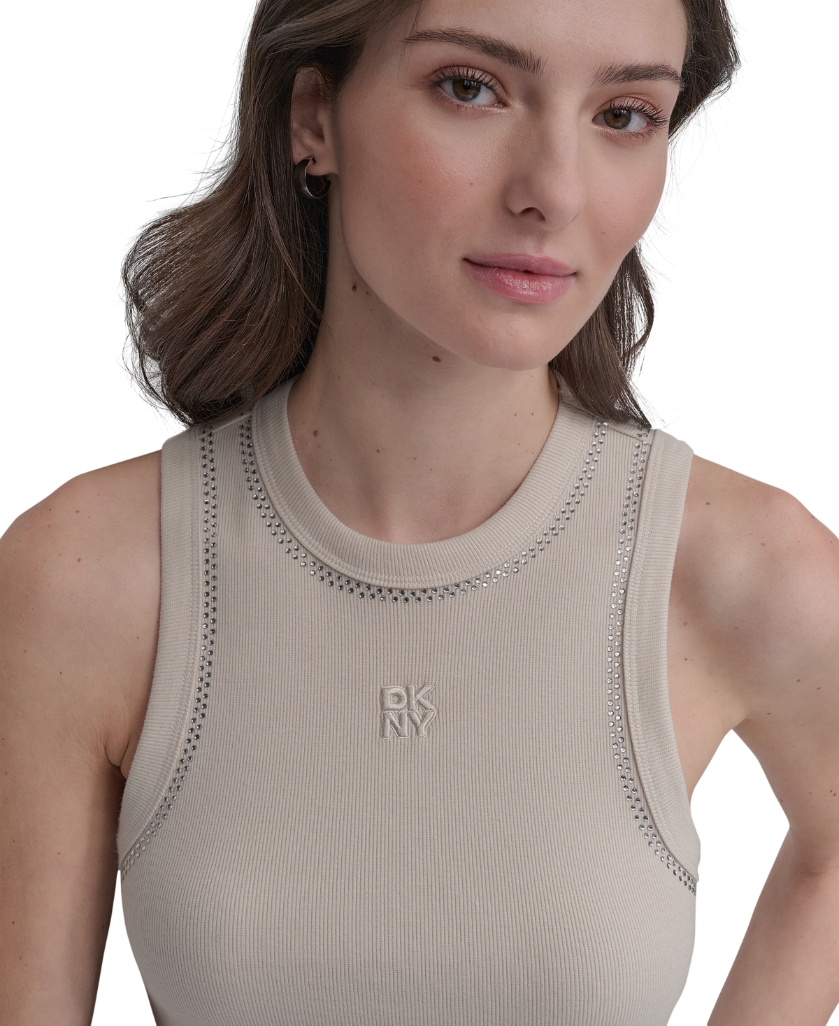 Dkny Jeans Women's Studded Crewneck Tank In Gray