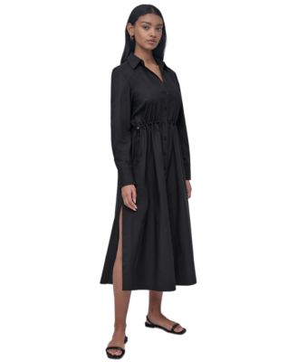 Women's Collared Cotton Long-Sleeve Shirtdress