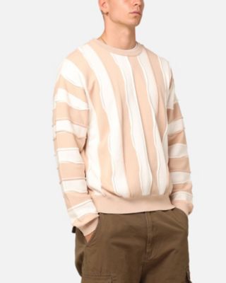 Men's Wavy Slouch Sweater- Beige/Khaki, 2XL