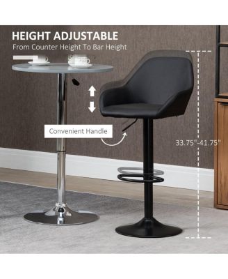 Set of 2 Adjustable PU Leather Bar Stools with Swivel Seat, Backrest and Footrest for Kitchen-The Pop Home