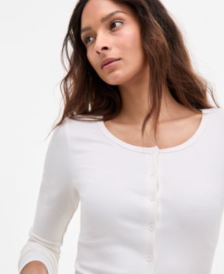 Hippie Rose Juniors' Long-Sleeve Button-Front Knit Top - Macy's