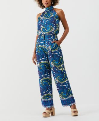 Petite Paisley Print High Rise Wide Leg Pants