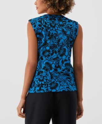 Petite Floral Print Cuffed Sleeveless Tank Top