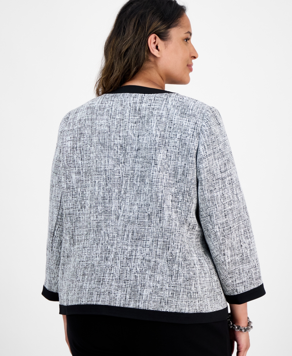 Kasper Plus Size Tweed Framed Jacket