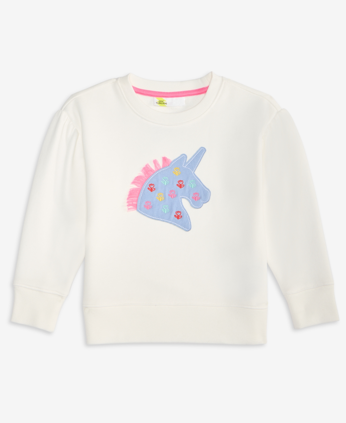 Epic Threads Girls Toddler 2t-4t Unicorn Applique Detail Sweatshirt, Macy's Exclusive In White