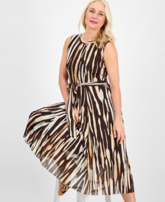 Women's Sleeveless Tie-Waist Midi Dress