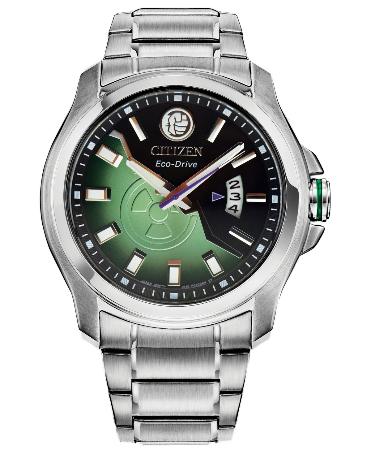 Marvel by Citizen Hulk Silver-Tone Stainless Steel Bracelet Watch 43mm - Silver-tone