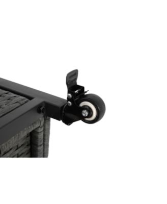 Outdoor Wicker Rolling Cart with Stainless Steel Top