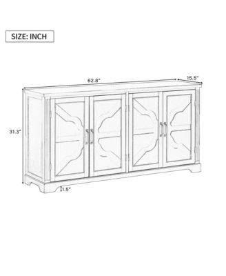 Wooden Sideboard with Pine Doors & Metal Handles
