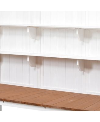 Fir Wood Potting Bench with Hutch