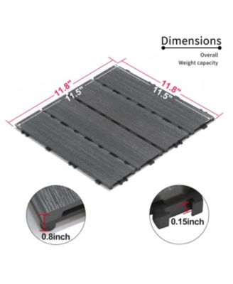 WPC Patio Tiles - 22 Pack - Interlocking Decking - 11.8" Ash