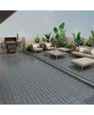 WPC Patio Tiles - 22 Pack - Interlocking Decking - 11.8" Ash