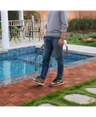 Acacia Wood Deck Tiles - Checker Pattern, 20 PCS