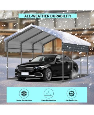 Heavy-Duty Metal Carport - 10x15 FT - Outdoor Garage Shelter