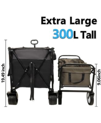 300L Folding Wagon Cart - Heavy Duty, All-Terrain, Black/Gray