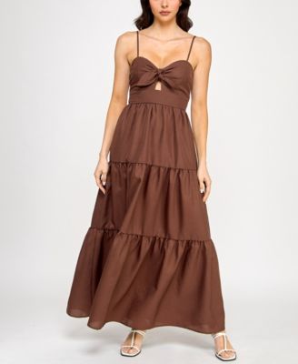 Trixxi - Juniors' Tiered Keyhole Fit & Flare Dress