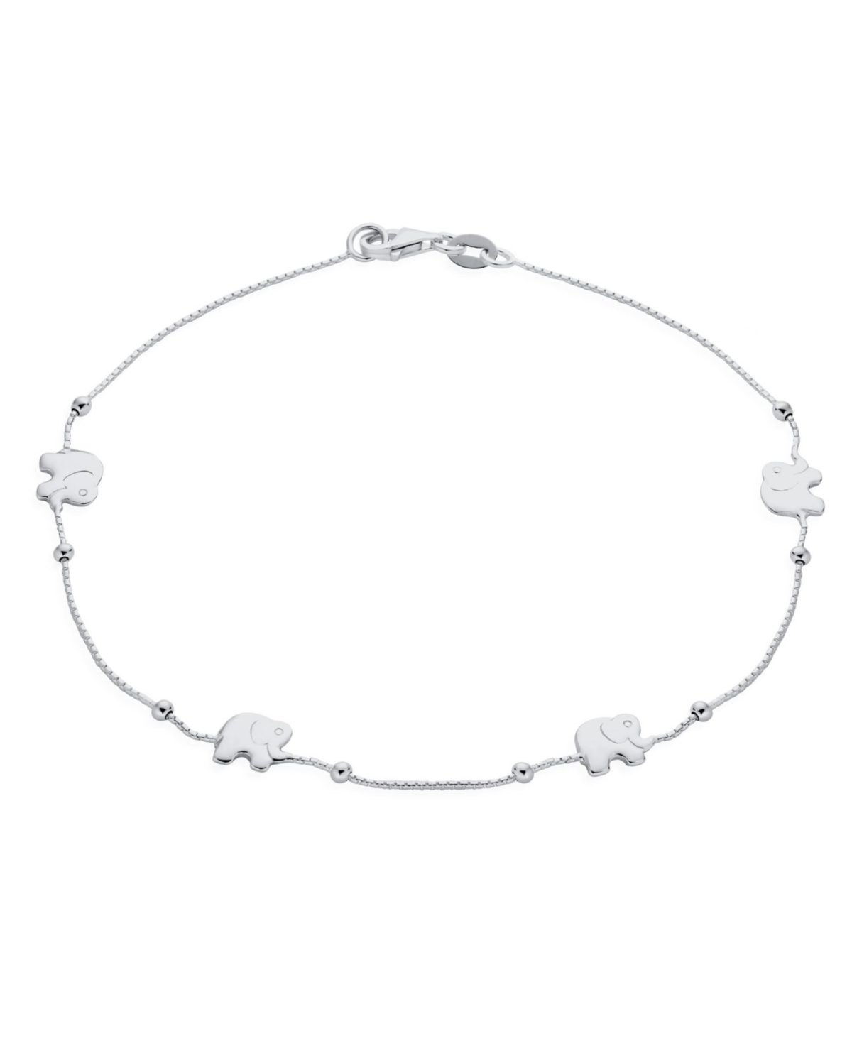 Five Multi Zoo Animal Lucky Beads Elephant Charms Anklet Ankle Bracelet Silver - Grey