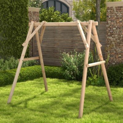 Heavy Duty Wooden Porch Swing Frame with Reinforced Bars