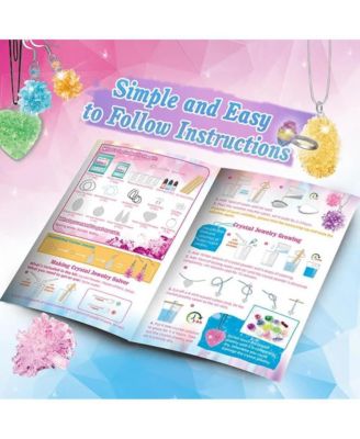 LIVEVIE Crystal Growing Jewelry Kit, Create 6 Jewelry Pieces for Kids - DIY Sparkling Pendants, Necklaces & Earrings Educational Science Kit for Hands-On Learning & Creativity