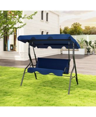 3-Person Swing Chair Porch Swing Seat w/ Adjustable Canopy Removable Cushion