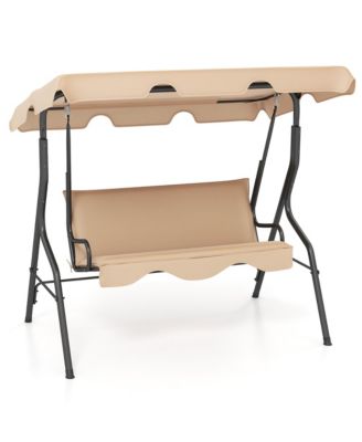 3-Person Swing Chair Porch Swing Seat w/ Adjustable Canopy Removable Cushion