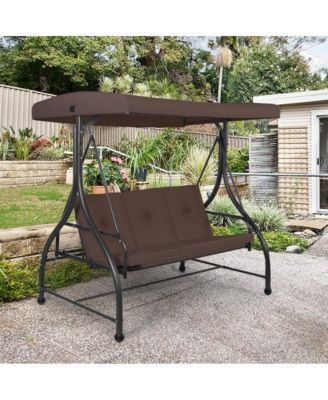 3 Seats Outdoor Porch Swing Hammock with Adjustable Tilt Canopy