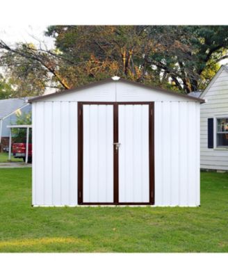 Metal garden sheds 6ftx8ft outdoor storage sheds white+offee