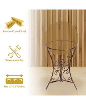 Indoor/Outdoor Decorative Steel Scroll Gazing Ball Stand for 10" or 12" Outdoor Garden Gazing Globes - 11" H