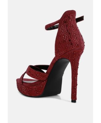 REGALIA Womens Rhinestone Embellished Stiletto Sandals