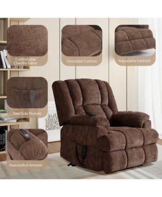 Dual Motor Heat Massage Infinite Position Up to 350 LBS Electric Power Lift Recliners with Power-Remote