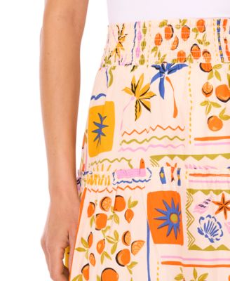 Women's Cotton Postcard-Print Maxi Skirt