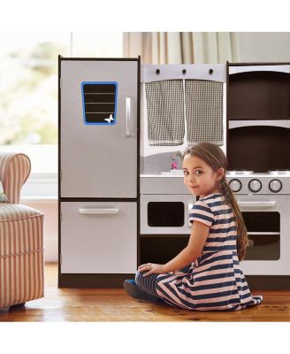 Kids Cooking Pretend Play Toy Wooden Kitchen Set Children Playset Vintage