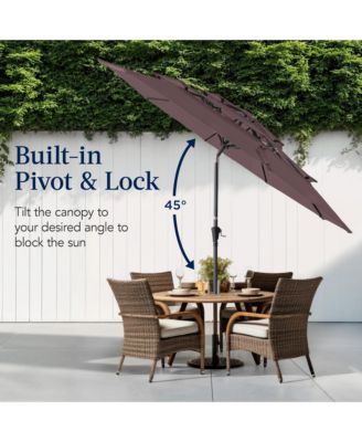 10ft 3-Tier Patio Umbrella, Market Sun Shade w/ Tilt Adjustment, Easy Crank