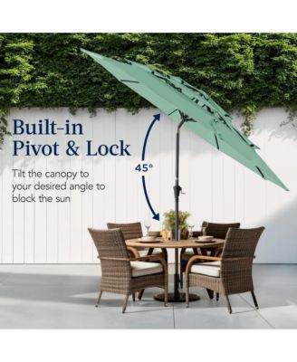 10ft 3-Tier Patio Umbrella, Market Sun Shade w/ Tilt Adjustment, Easy Crank
