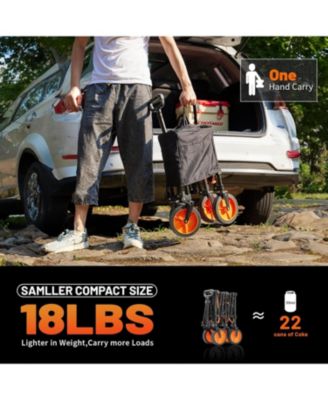 Collapsible Foldable Wagon with 300lbs Weight Cart Heavy Duty Folding Beach Wagon Cart with Wheels and Adjustable Handle for Camping Garden Sports Outdoor Activities Shopping