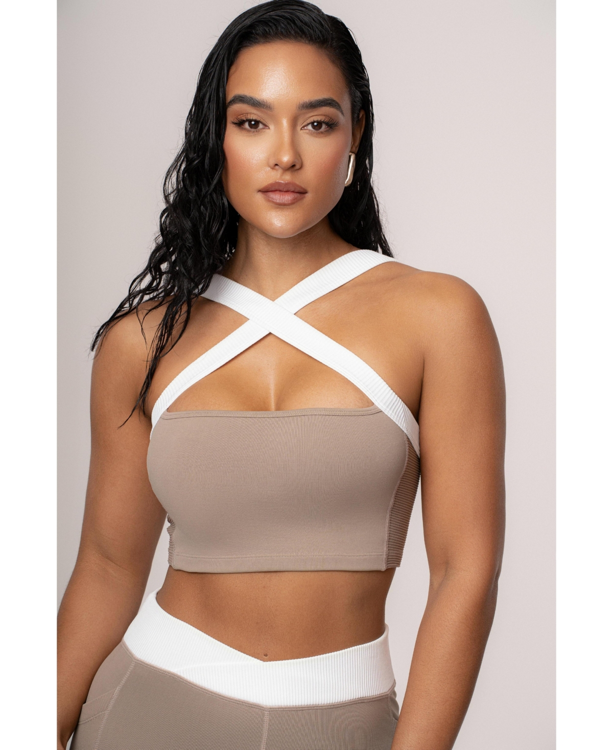 Women's Ultimate Ribbed Halter Top - Black/white
