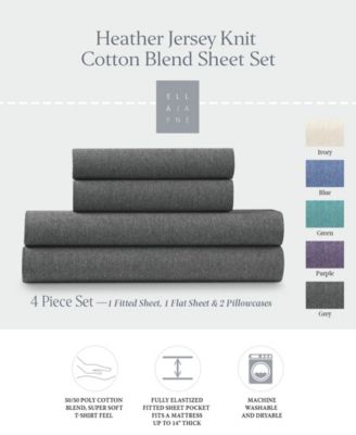 Soft Heather Jersey Knit 4-Pc. Sheet Set, Queen
