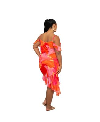 Women's Floral Print Mesh Midi Dress