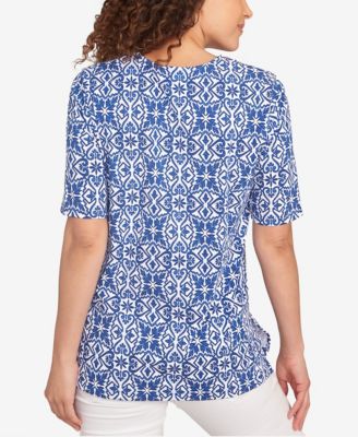 Petite Pacific Medallions Embellished Knit Top