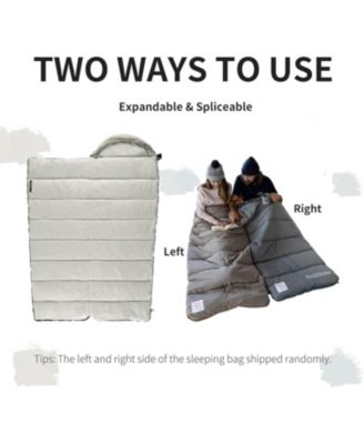 Sleeping Bag for Adults with Hood, Hollow Cotton Sleeping Bag, Waterproof Spliceable Sleeping Bags for Camping, Hiking, Traveling- Right