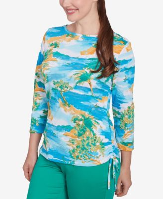 Petite Paradise Island Crinkle Knit Top