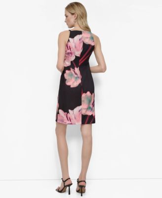 Women's Printed Crepe Sleeveless Sheath Dress