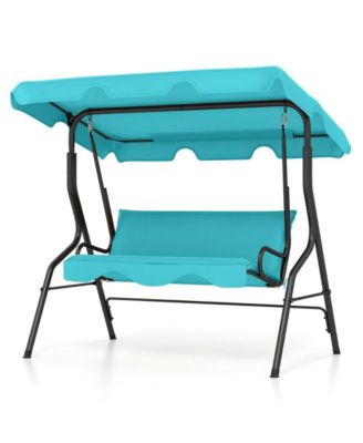 3 Seat Outdoor Patio Canopy Porch Swing with Cushioned Steel Frame