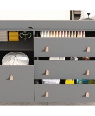 Diaper table with three drawers, baby changing station with multiple storage compartments