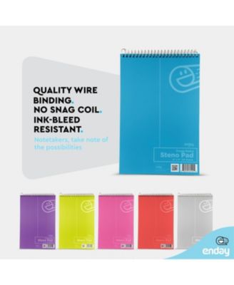 Steno Pads Spiral 6 x 9 inches, Gregg Rule White Paper, 80 Sheets Steno Notebook for writing in Pink, Purple, Green, Blue, Red, Grey, Color May Vary (3 Pack)