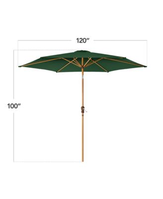 10ft Outdoor Woodgrain Pattern Steel Market Patio Umbrella w/ Crank, Tilt