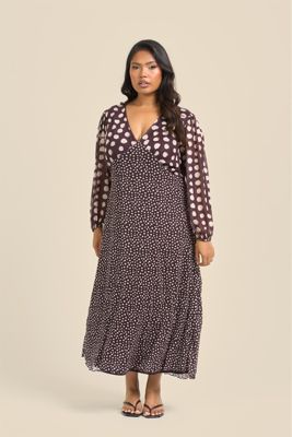 Women's Polka Dot Mesh Midi Dress