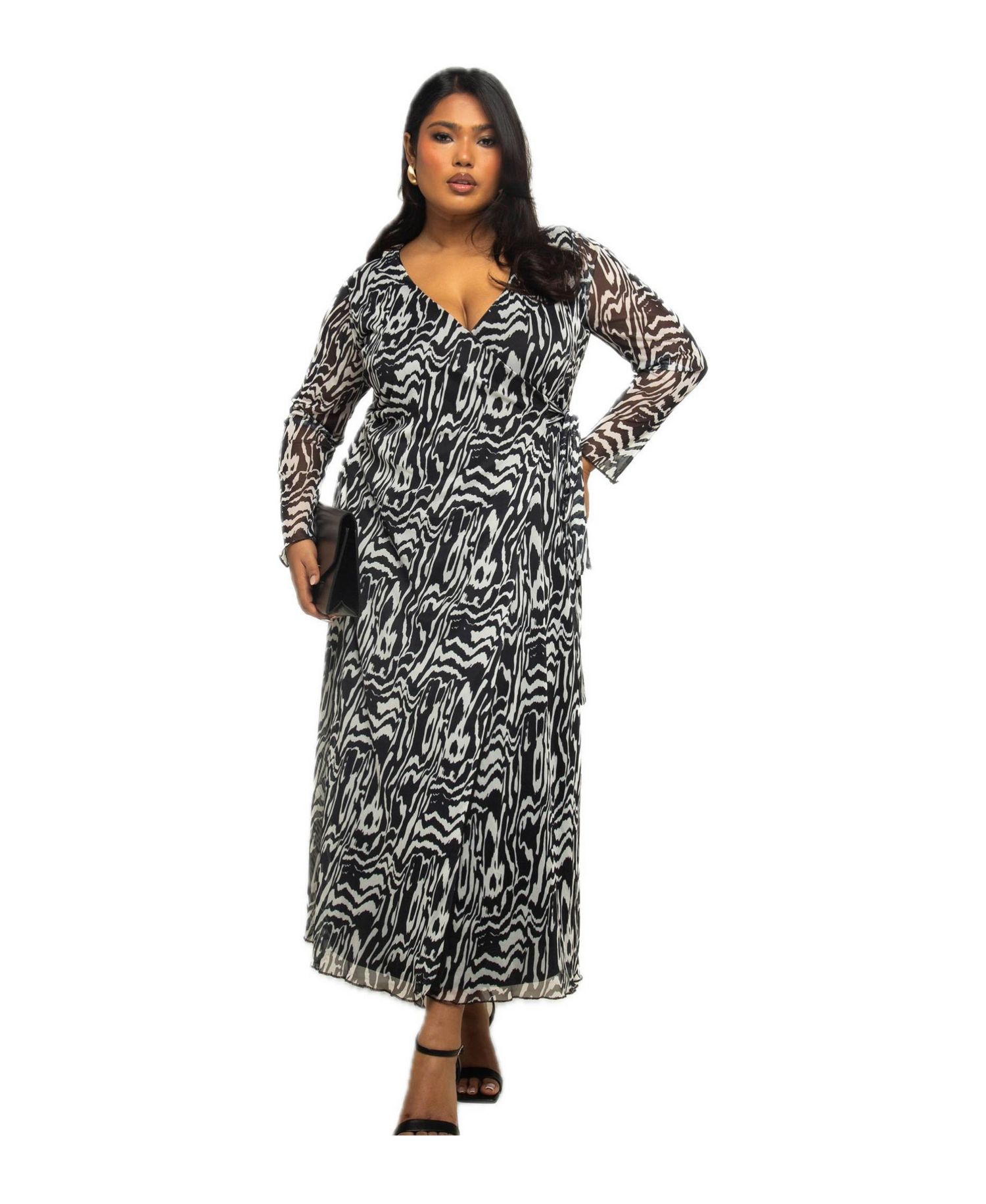 Women's Monochrome Print Midaxi Dress With Slit