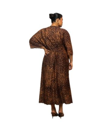 Women's Leopard Print Midi Dress