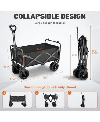 560lbs Heavy Duty Folding Garden Wagon Cart 155L Large Capacity Utility Foldable Beach Cart with All-Terrain Wheels
